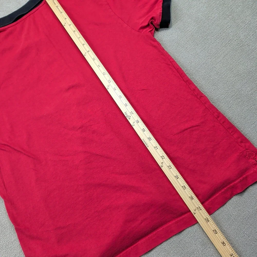 True Religion Polo XL Mens Red Black Buddha Logo Graphic Y2K Cotton Short Sleeve